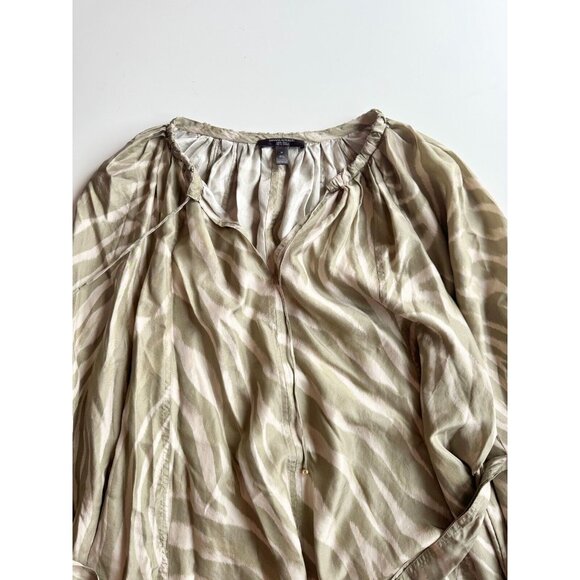 BANANA REPUBLIC Reverie Green Zebra 100% Silk Blouson Flowy Tent Dress, Size M - Picture 8 of 14